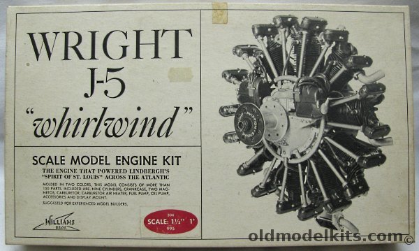 Williams Brothers 1/8 Wright J-5 'Whirlwind' Radial Aircraft Engine, 304 plastic model kit